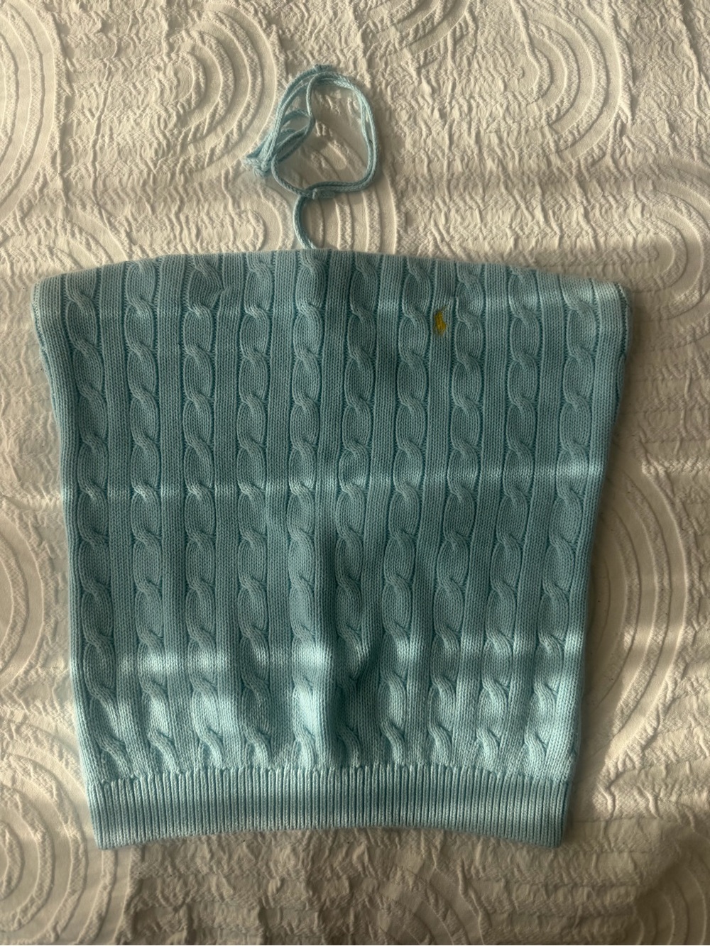 Ralph Lauren Light Blue Cable-Knit Halter Tank Top